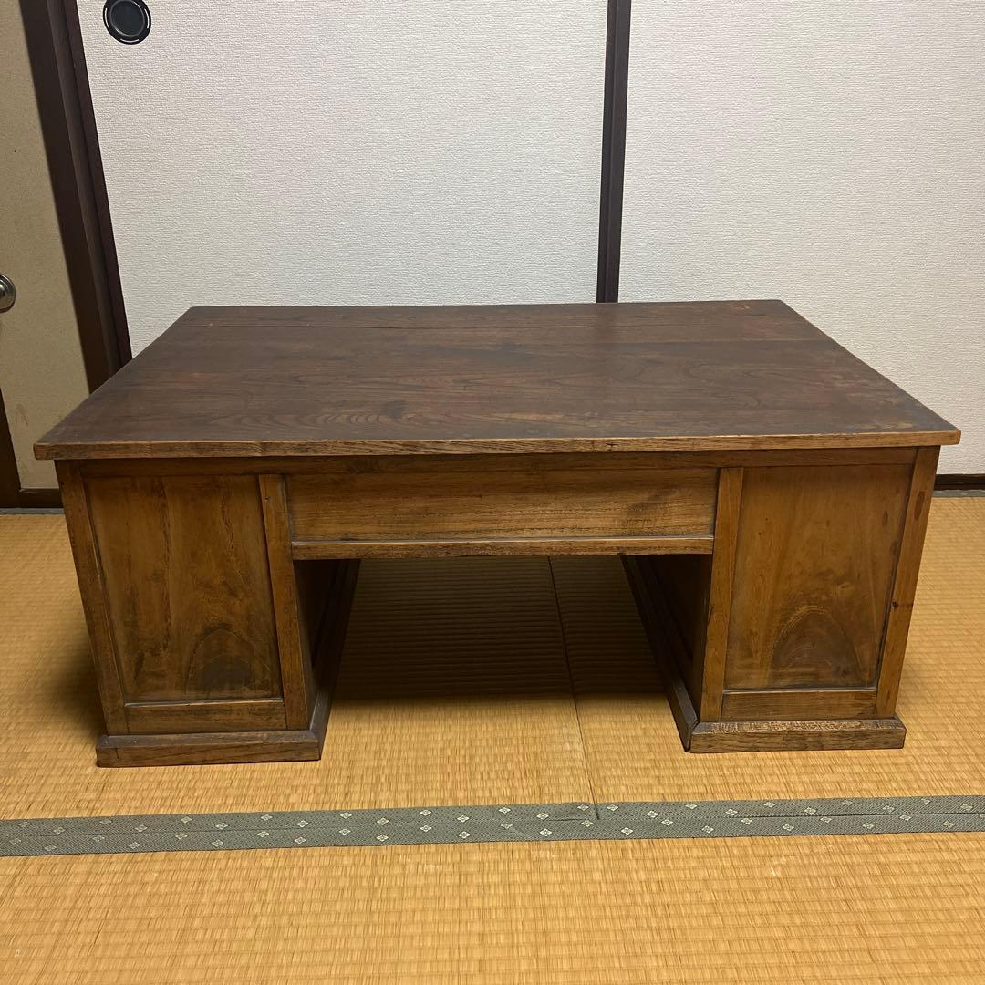油*光様 アンティーク机　昭和レトロ　両袖引出し付き 座机 文机 和室机 ヴィン