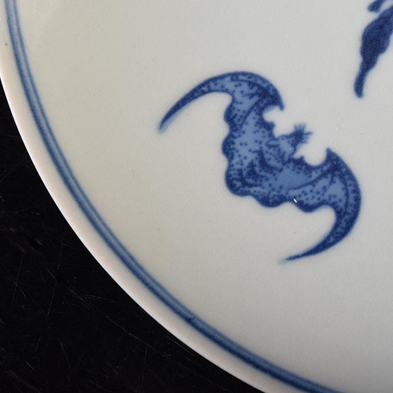 中国　青花　蝙蝠果実文盤　皿　C　8212E