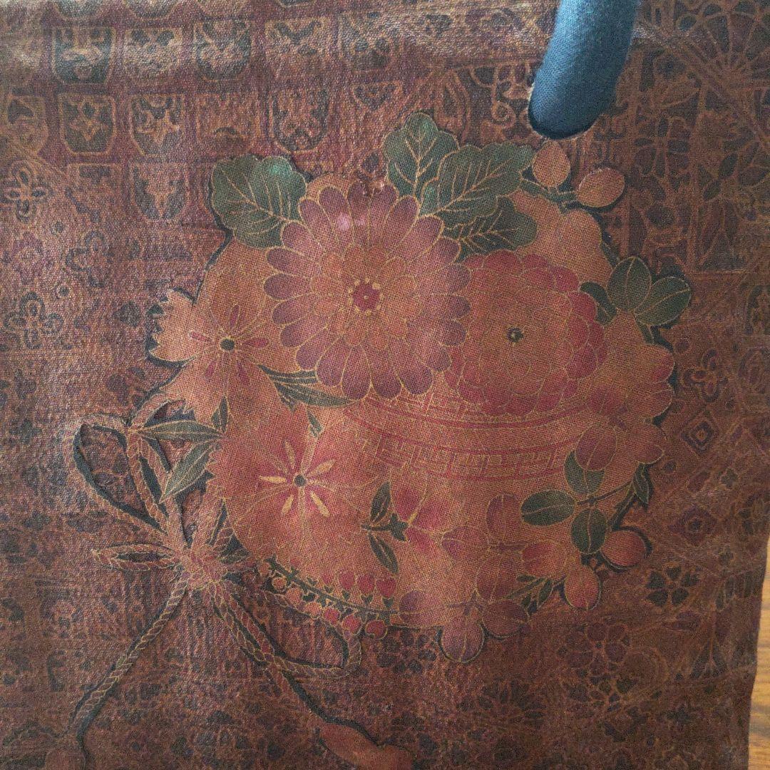 ハンドメイド一閑張りバッグ ネイビーのハンドル付き