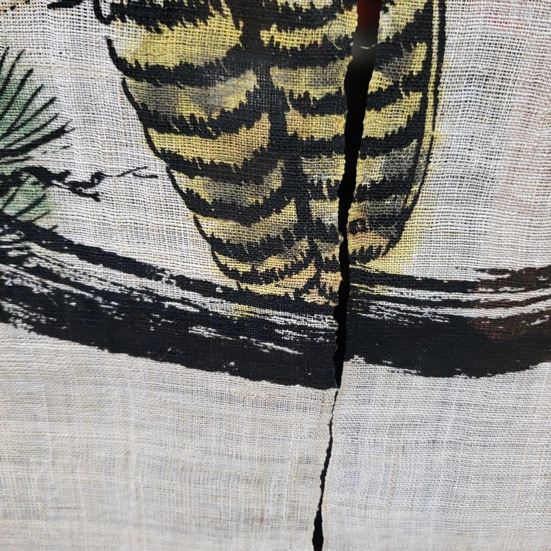 蔵出し特価　縁起物　鈴木光洋画手書き　本麻織布フクロウのれん150×90cm