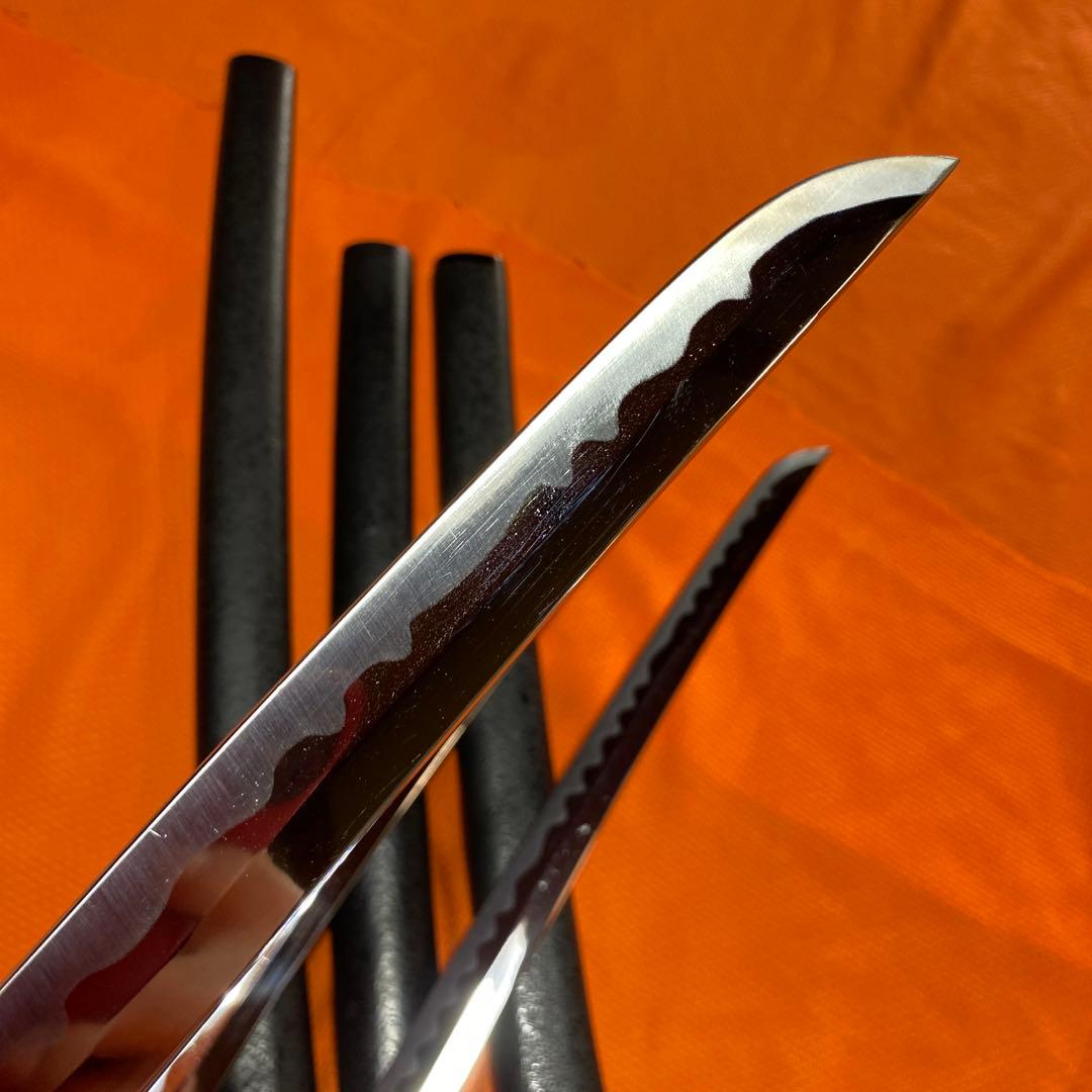 割安模造刀大小3本セット 黒柄 雲龍楕円鍔