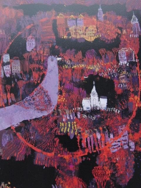 早川義孝、【秋物語】、希少な大判額装用画集より、美品、日本人画家