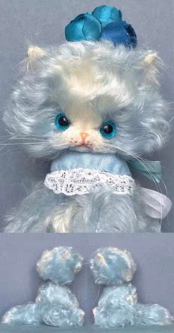 青花仔猫 アーティストベア 海外作家様 ハンドメイド ぬいぐるみ テディベア