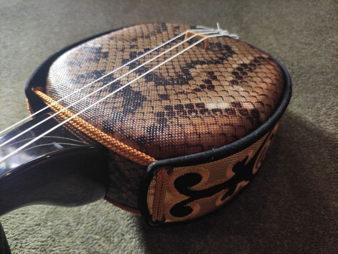 三線人工蛇柄皮セット　メンテナンス済み