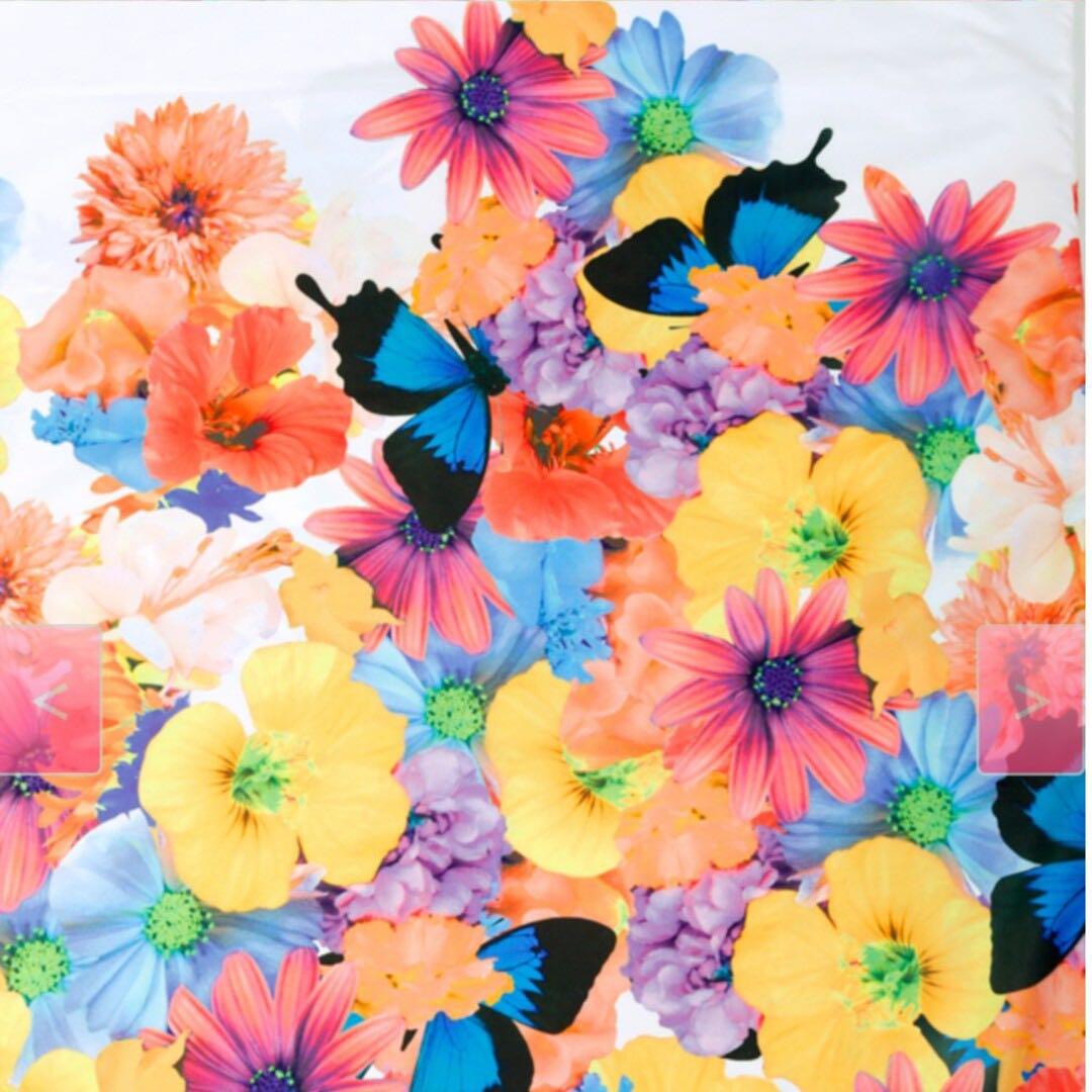 花柄蝶デザインカーテン