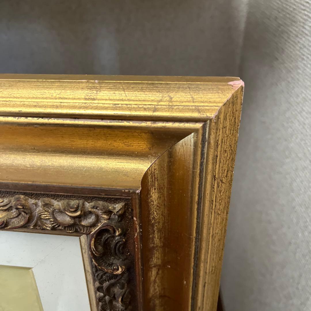 【更に値下げしました】花瓶の花 油彩画 大きめ 金色フレーム