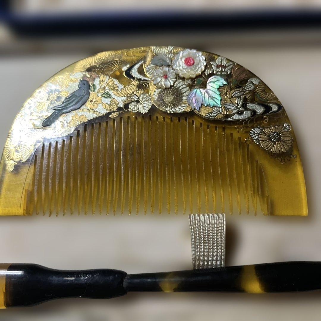 アンティーク　櫛　金彩　螺鈿細工　髪飾り　着物髪飾り