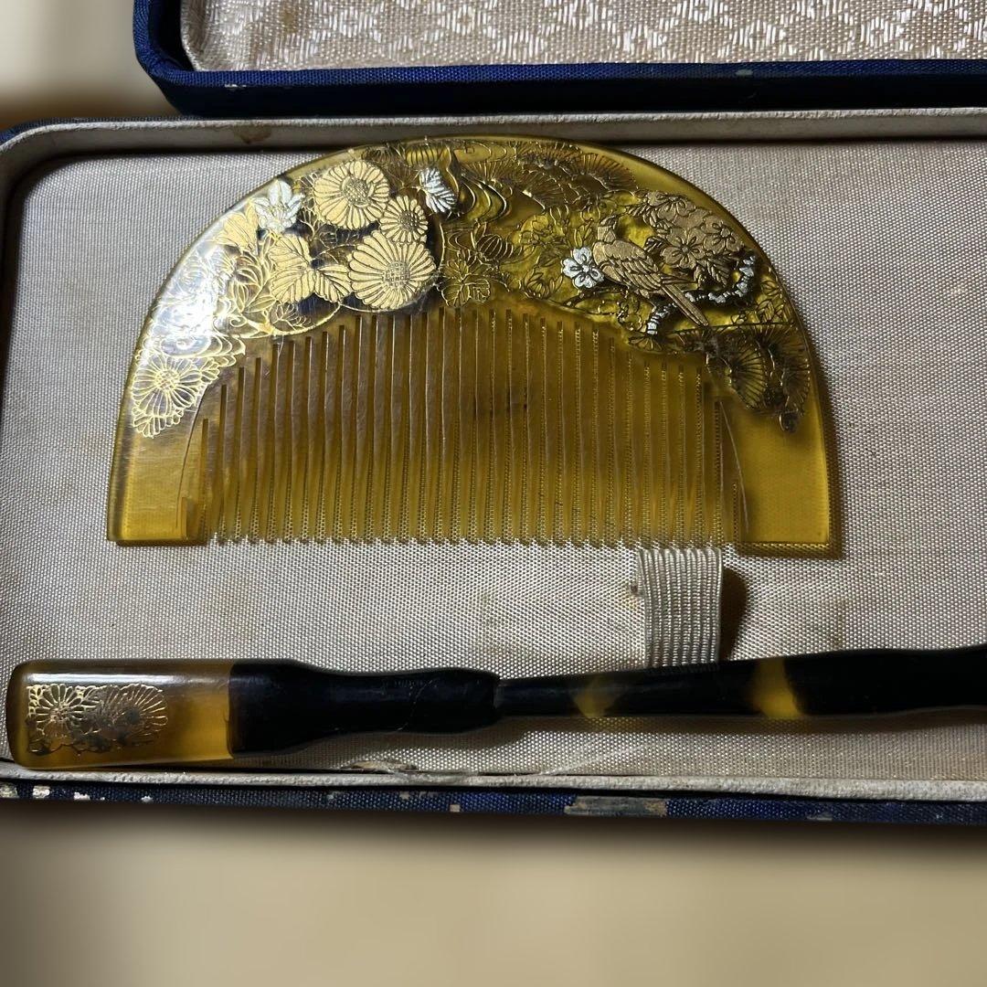 アンティーク　櫛　金彩　螺鈿細工　髪飾り　着物髪飾り