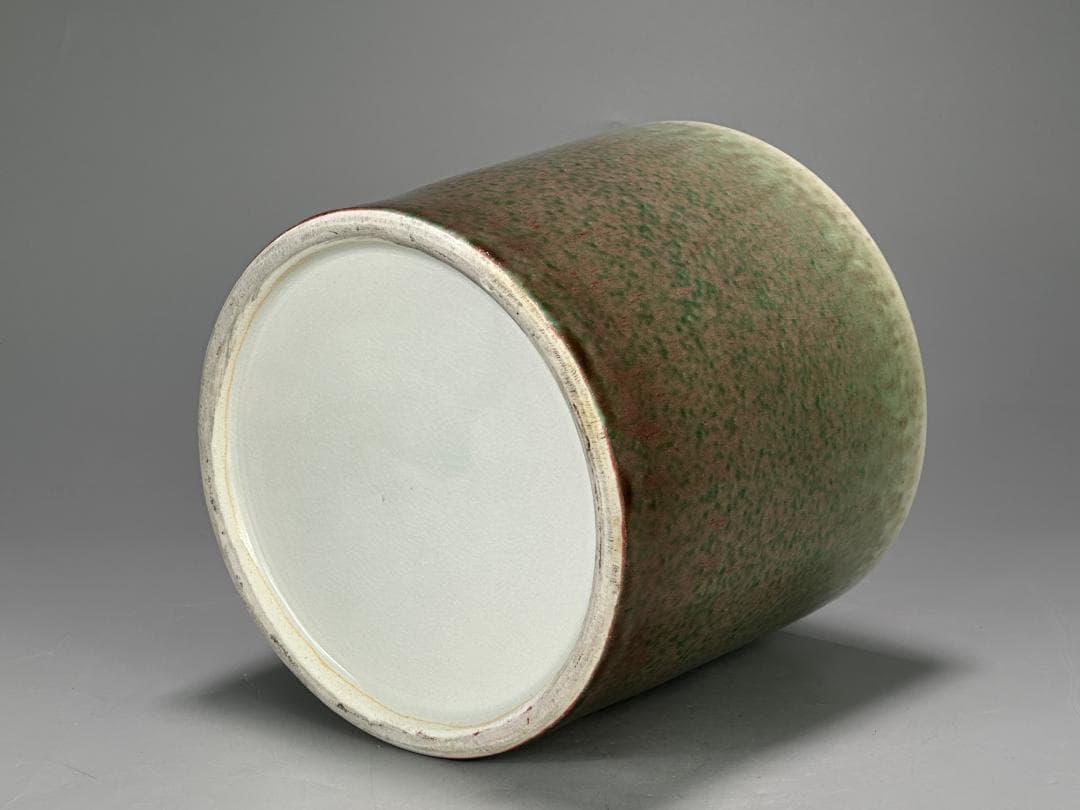 M23-3S12 中国美術　清時代　茶道具　窯変釉水指　書道具筆海　筆筒　唐物