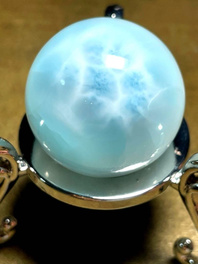 【高品質】　世界三大ヒーリングストーン！！　ラリマー！！スフィア25.5㎜波模様