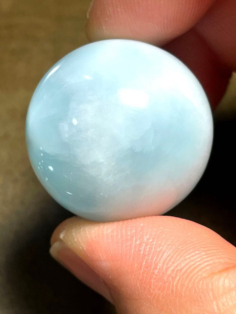 【高品質】　世界三大ヒーリングストーン！！　ラリマー！！スフィア25.5㎜波模様