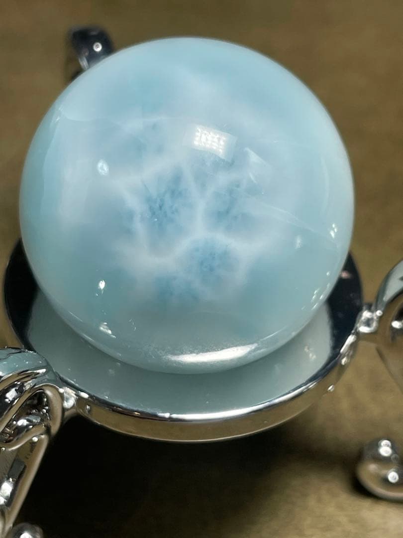 【高品質】　世界三大ヒーリングストーン！！　ラリマー！！スフィア25.5㎜波模様