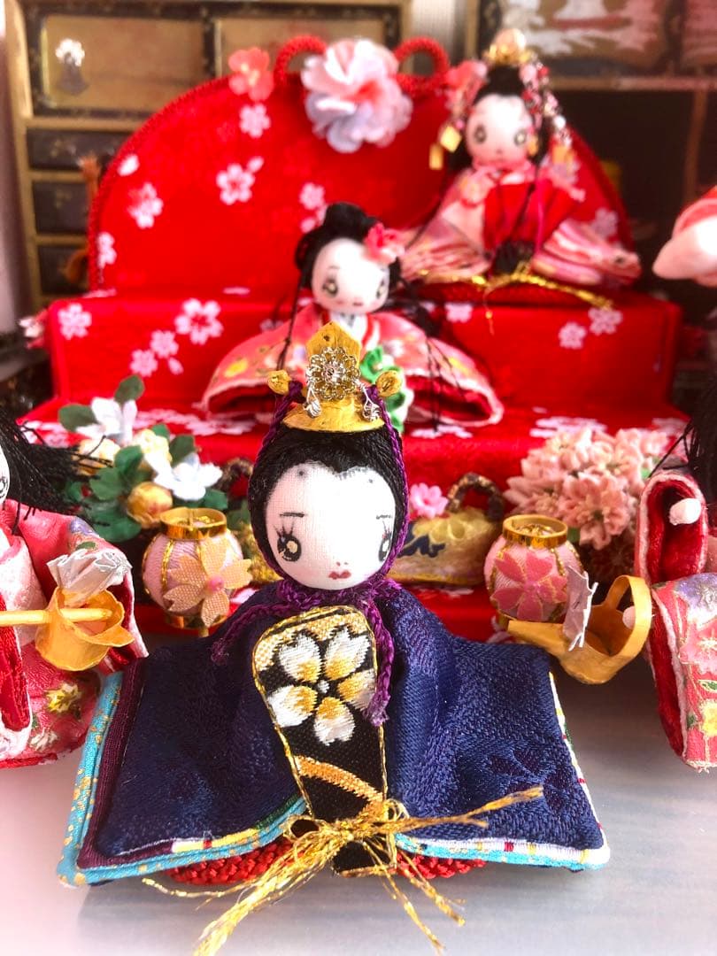 ♡ひな祭り 三段飾り 大人のひな祭り 雛人形 雛飾り 古今雛 犬筥♡ち手作り♡