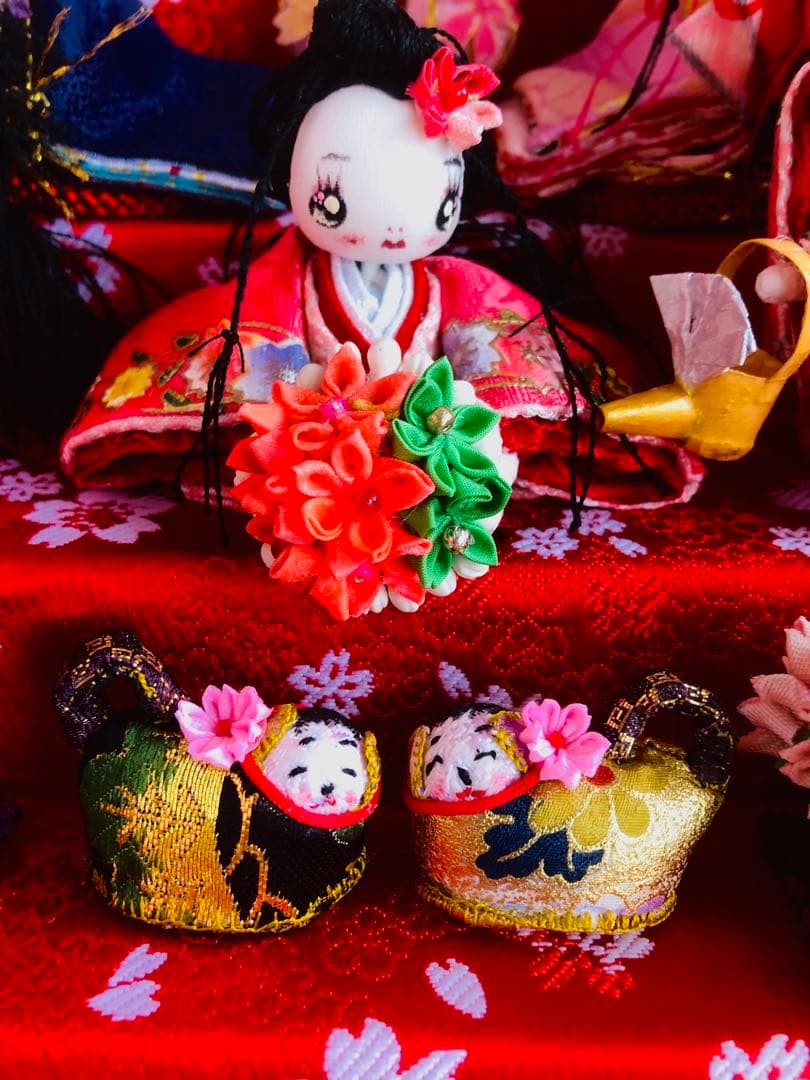 ♡ひな祭り 三段飾り 大人のひな祭り 雛人形 雛飾り 古今雛 犬筥♡ち手作り♡