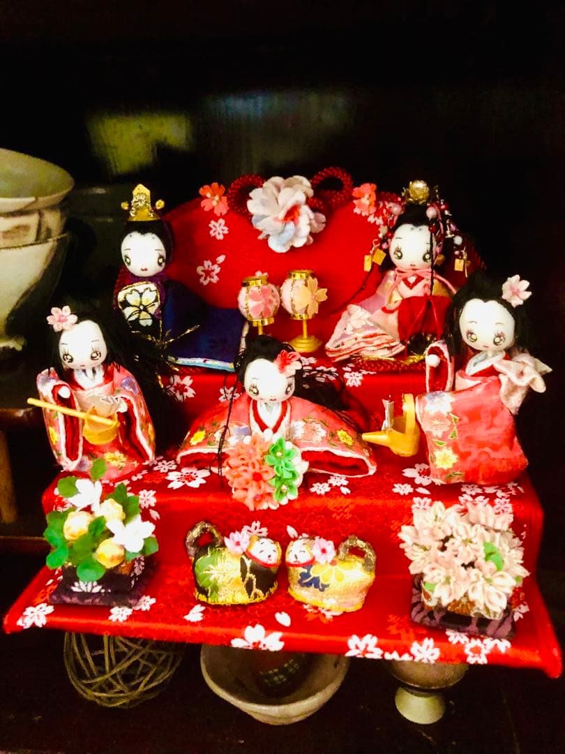 ♡ひな祭り 三段飾り 大人のひな祭り 雛人形 雛飾り 古今雛 犬筥♡ち手作り♡