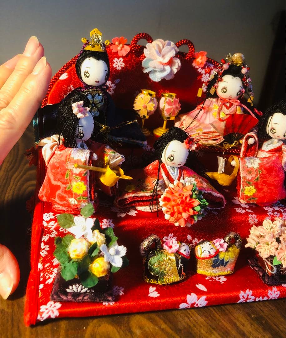 ♡ひな祭り 三段飾り 大人のひな祭り 雛人形 雛飾り 古今雛 犬筥♡ち手作り♡