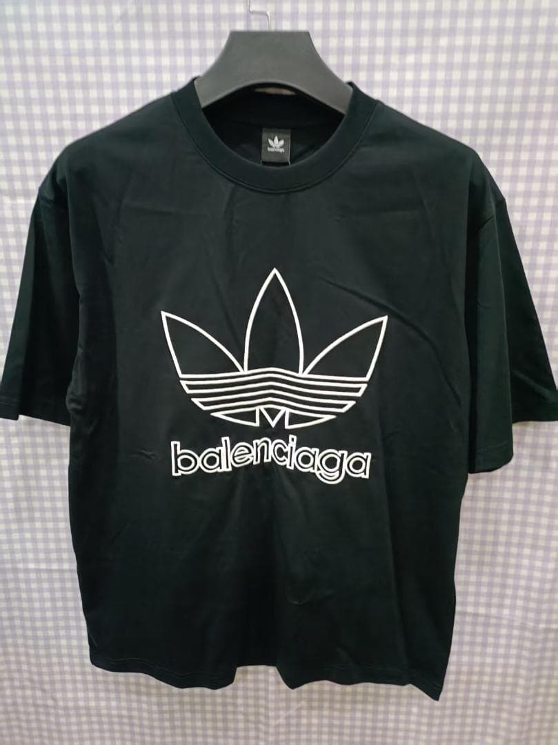 BALENCIAGA×ADIDAS コラボ 刺繍ロゴ 半袖Tシャツ L