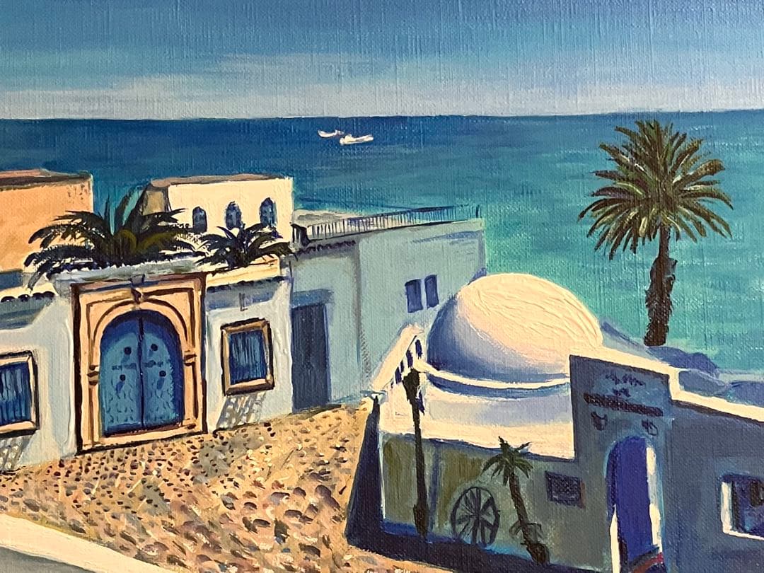 地中海 海 リゾート 風景画 ギリシャ 原画M6 Sea Painting