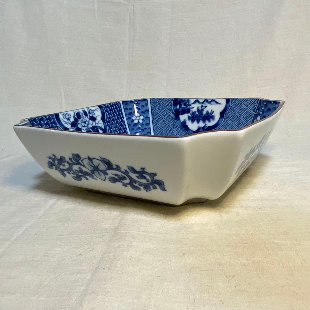 有田焼　幸山窯　大鉢　角鉢　花の図　七宝