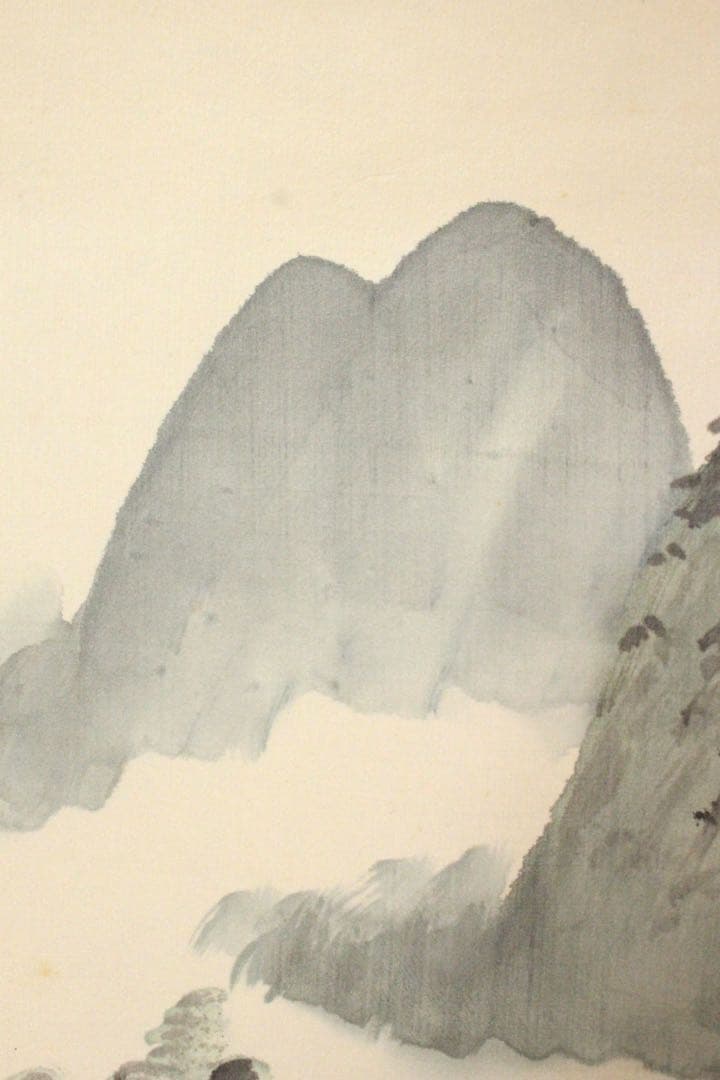 No4494 掛軸　中国画　黄再金　山水画賛　山明水秀　着色絹本 唐物送料無料