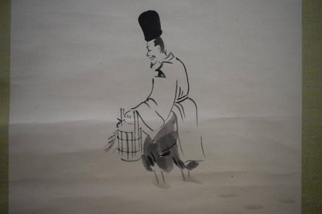 真作/観海/雪中神主図/布袋屋掛軸HG-31