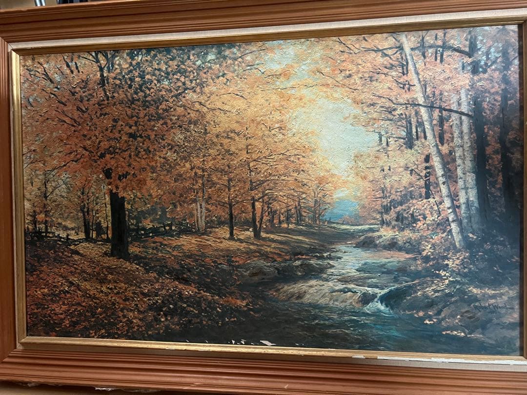 絵画 油絵 ロバートウッド 秋の風景