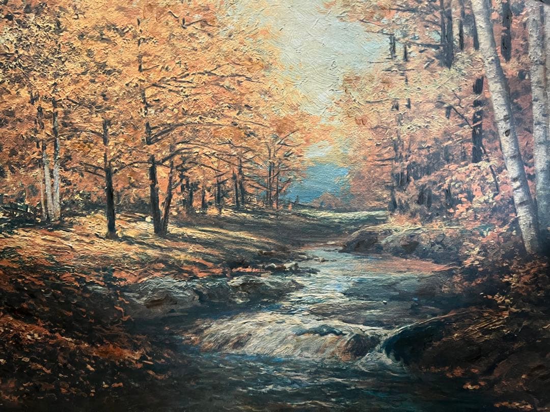 絵画 油絵 ロバートウッド 秋の風景