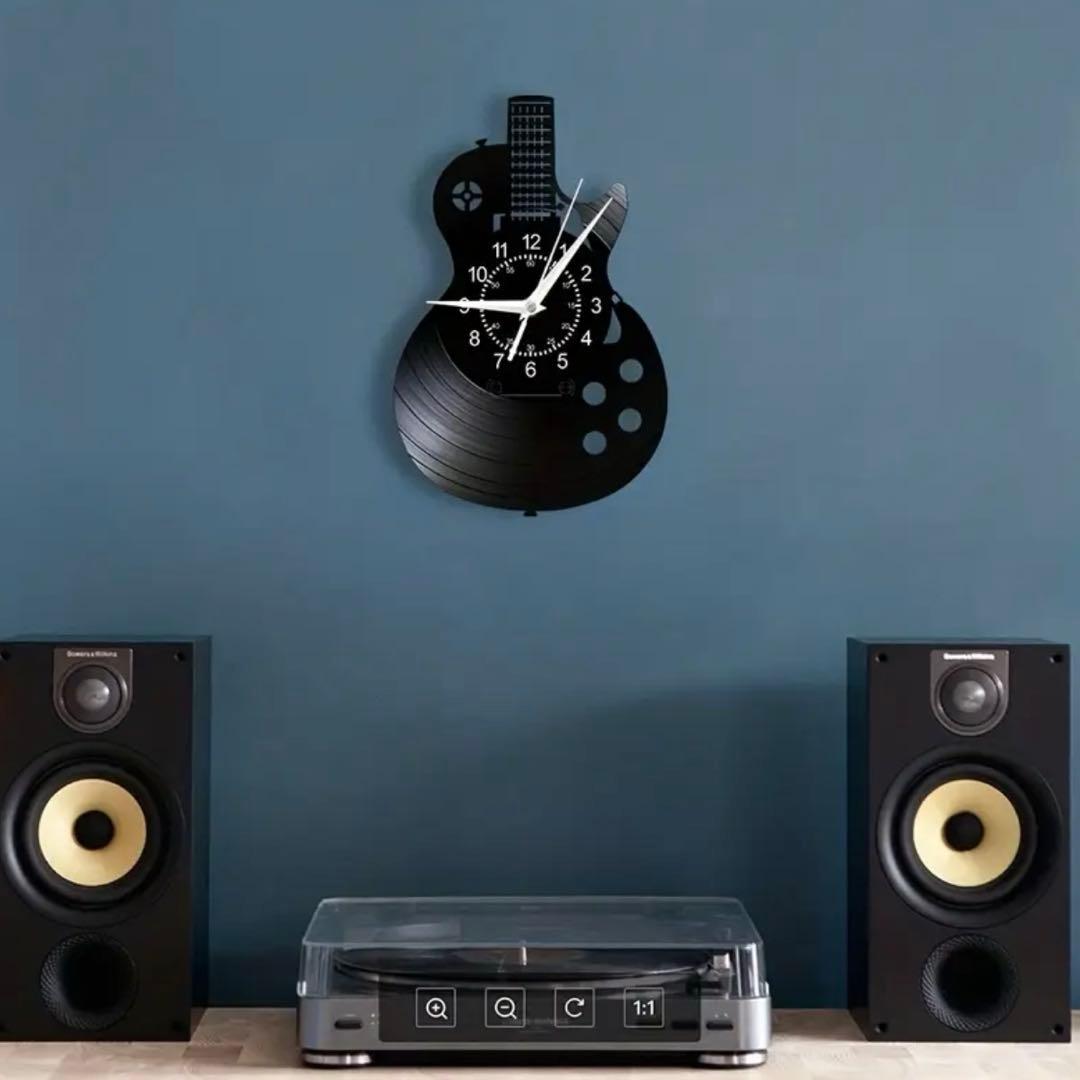 ロックギター・レコード風ウォールクロック