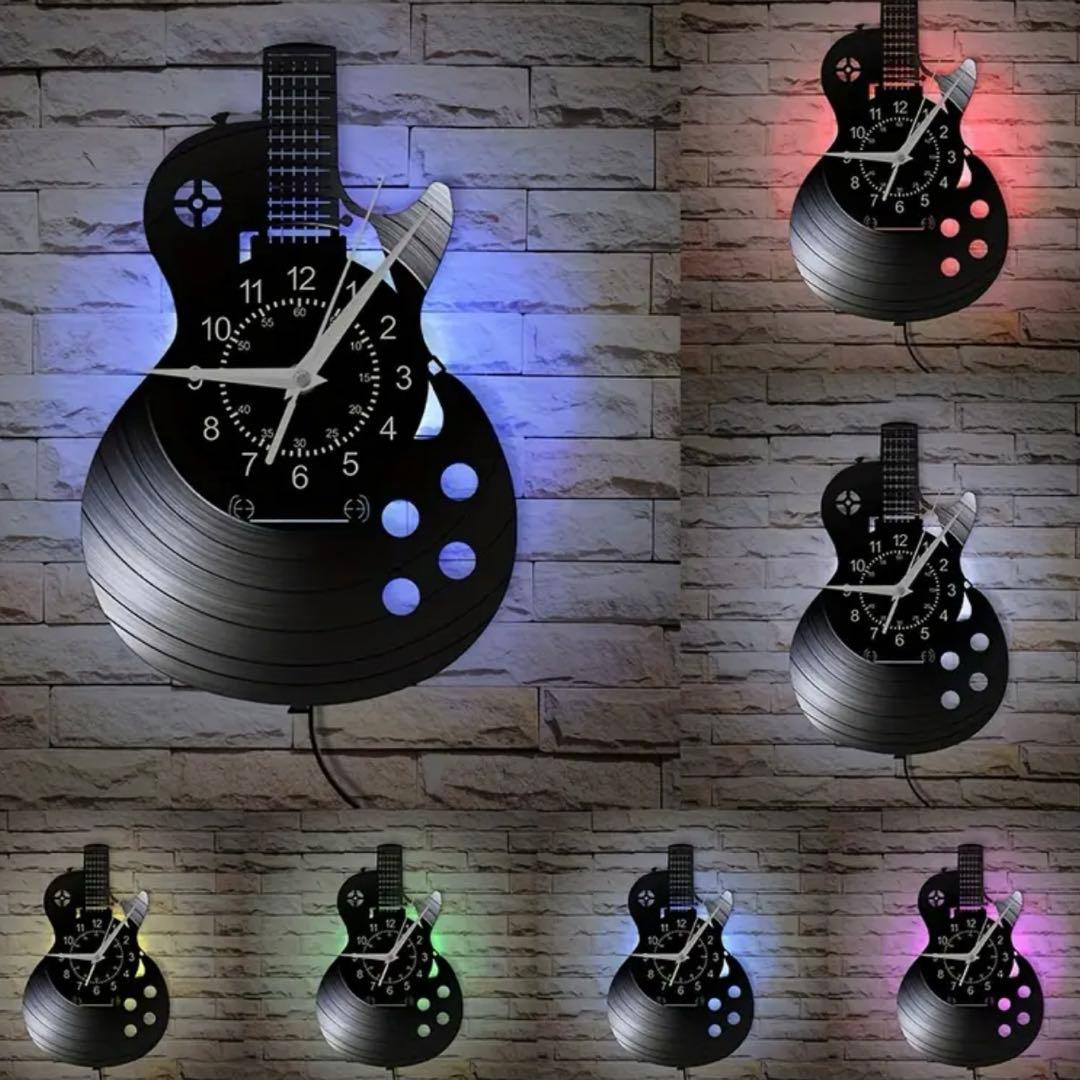 ロックギター・レコード風ウォールクロック