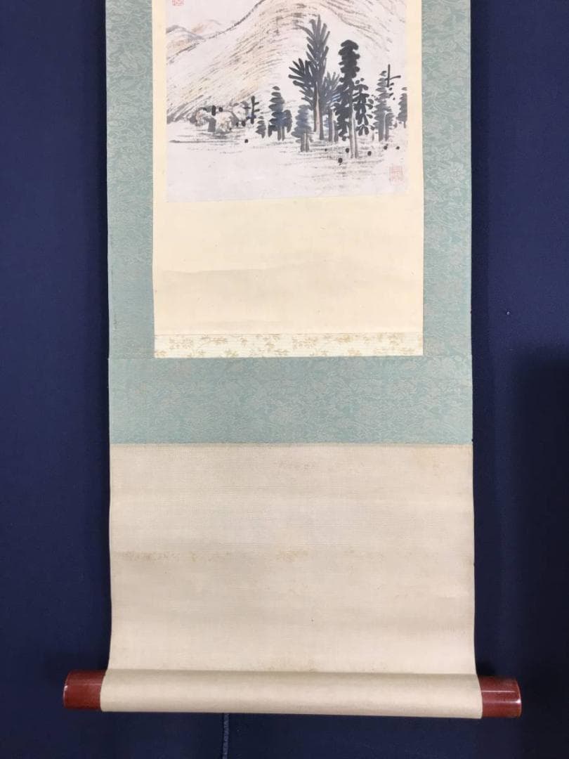 【真作】中林竹洞/山水図/掛軸/名家伝来/AB-815
