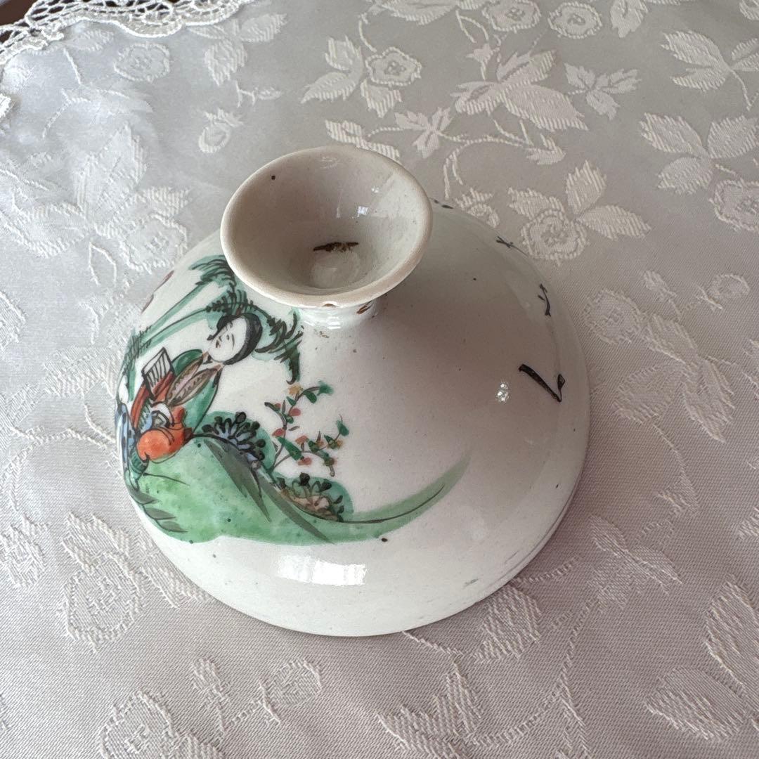 中国骨董 清朝後期〜中華民国 陶器中国美術 粉彩色絵人物図水注染付 蓋付き容器