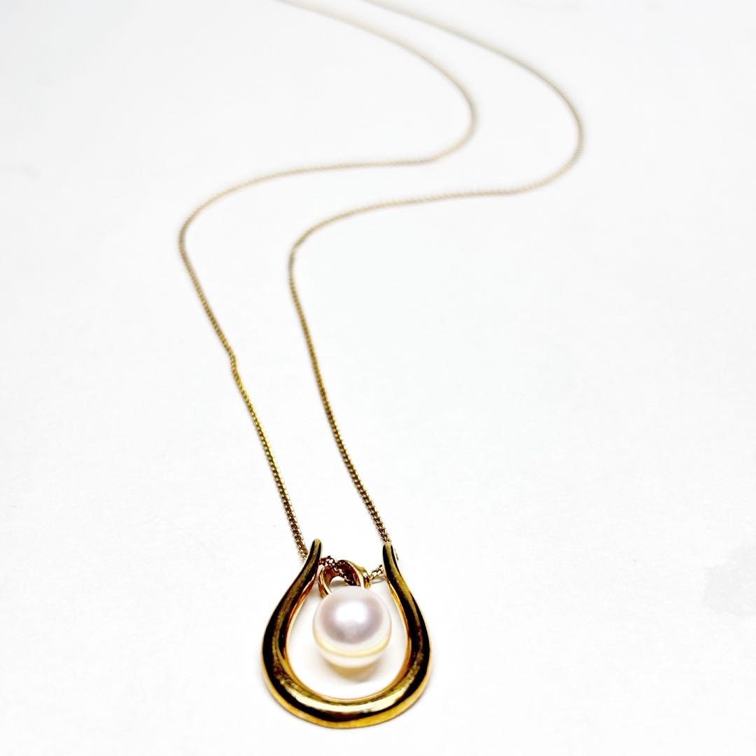 K18 パール　ペンダント　トップ　ネックレス ゴールド ホース シュー