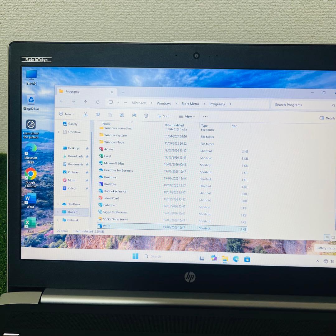 Windowsノート本体 HP ProBook 450 G5 i3 7020U 8GB 256GB