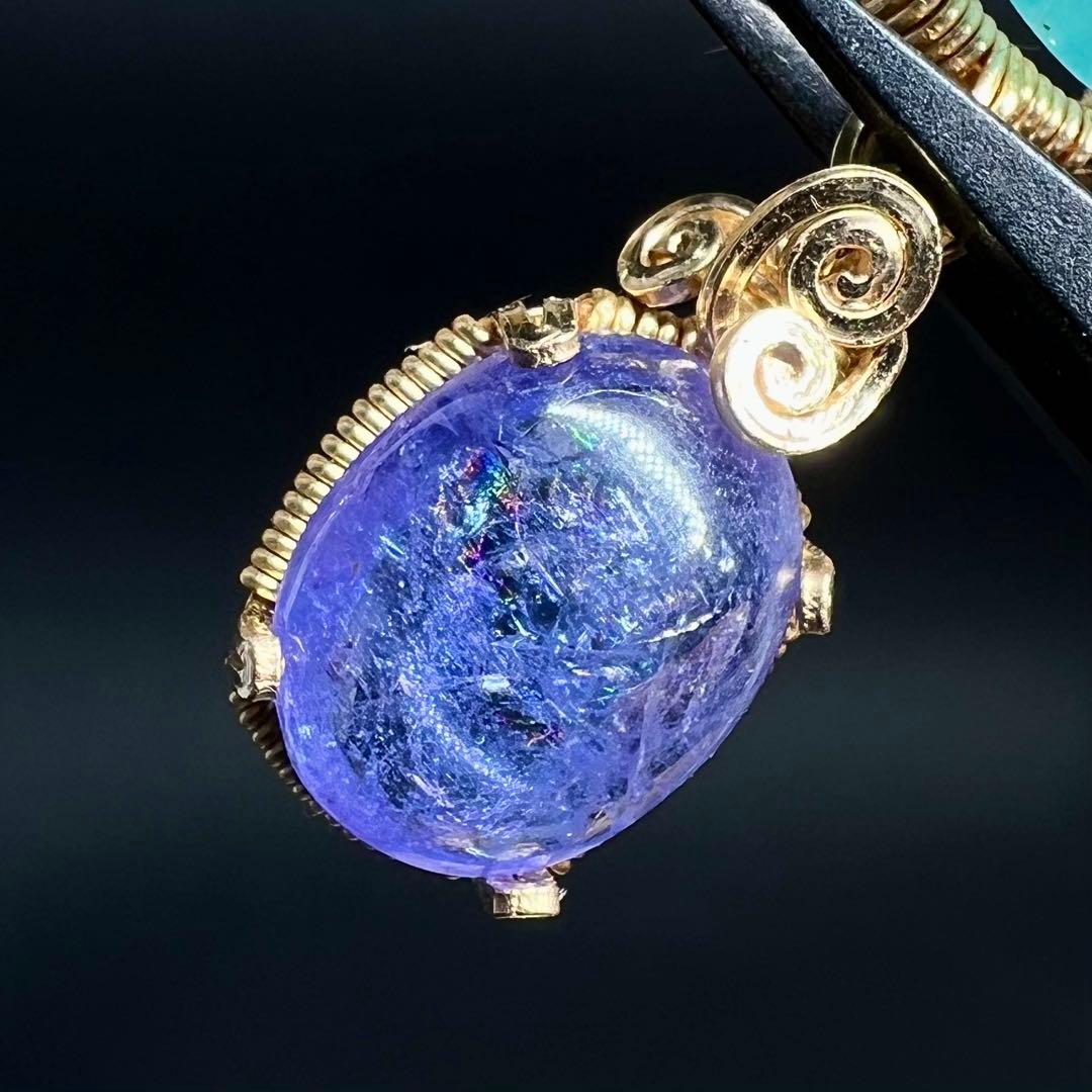 天然石　グランディディエライト＆タンザナイト ペンダントトップ 14kgf