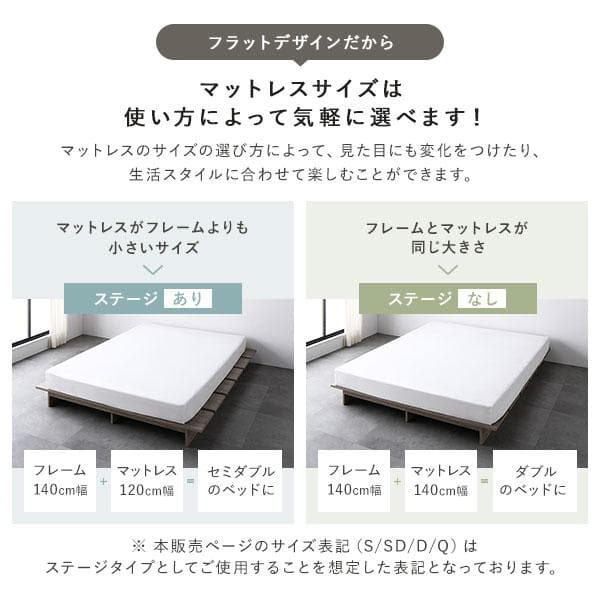 ローベッド セミダブル 幅140cm ベッドフレームのみ ナチュラル