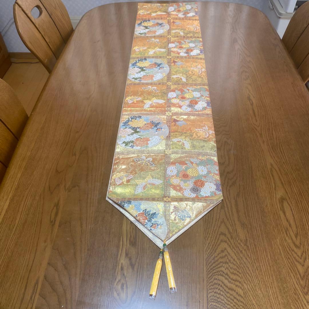 table runner 「天井格子」　帯リメイク　 正絹　長長尺