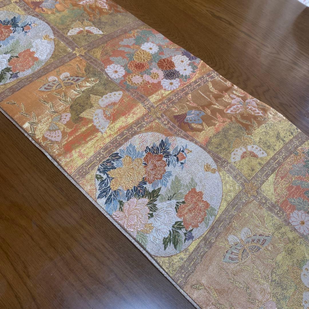 table runner 「天井格子」　帯リメイク　 正絹　長長尺