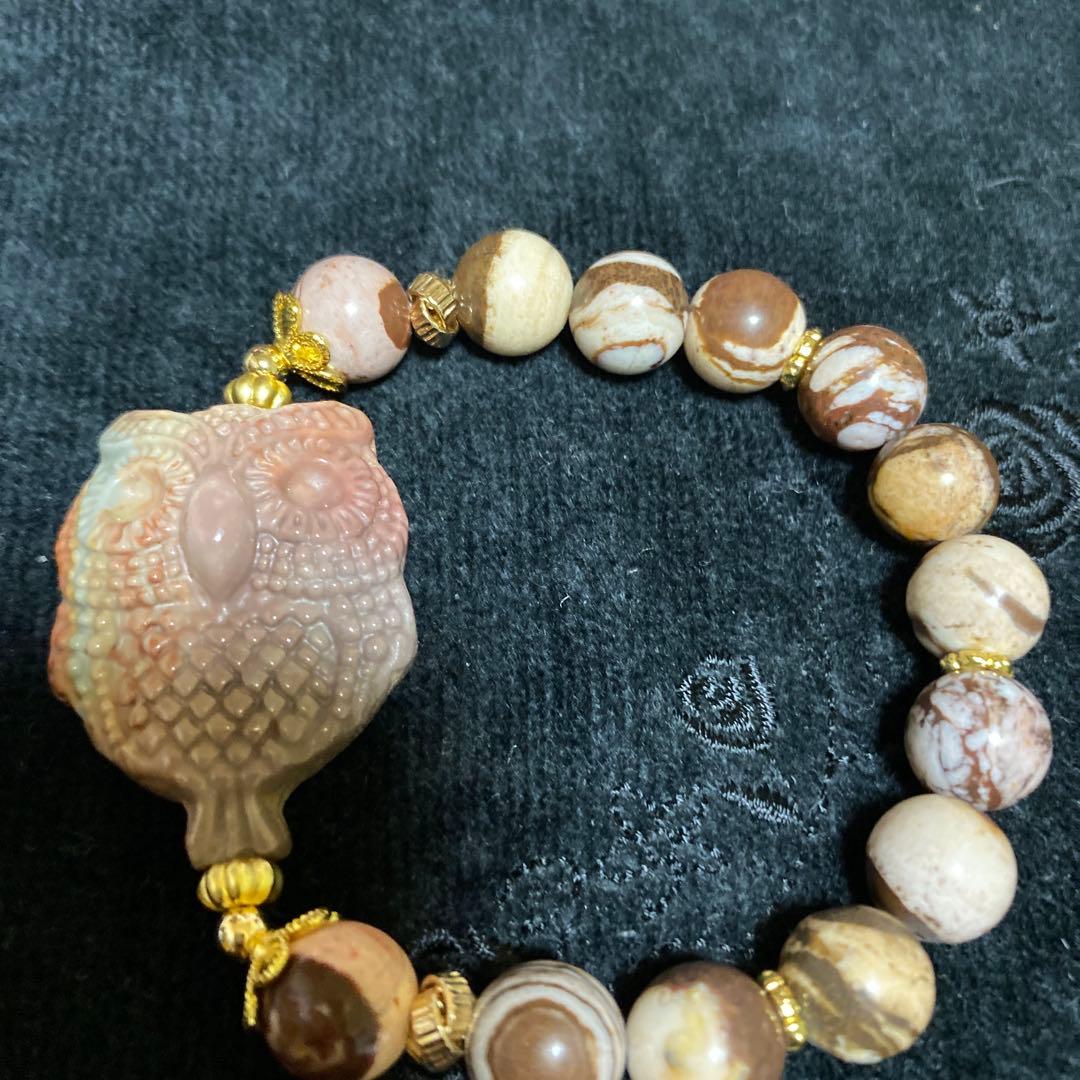 アラシャン瑪瑙フクロウのカフェオレゼブラジャスパーブレスレットパワーストーン