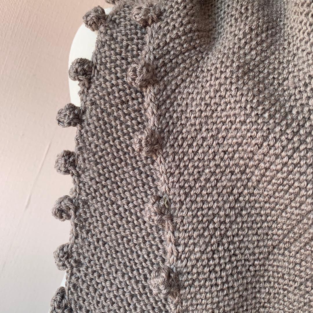 グレーニットストール フリンジ付き 大判　ヨーロッパ　ラトビアデザイン