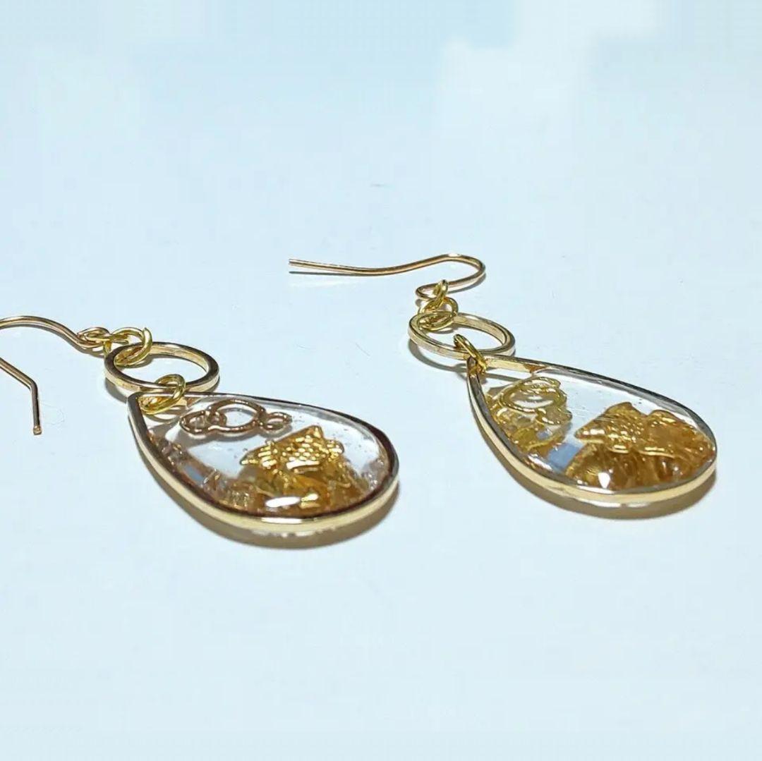 【508】金魚のピアス／イヤリング／メタルパーツ