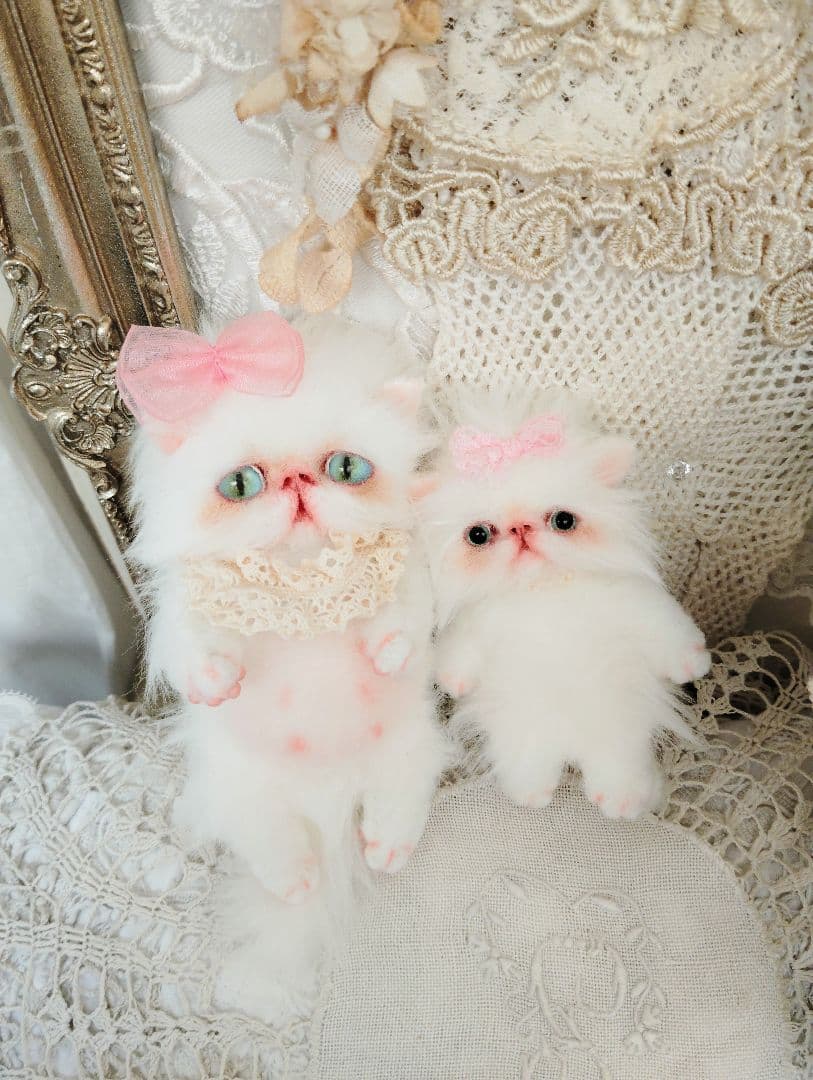 子猫のシュシュちゃんと♡ちっちゃなルーナちゃん♡アートドール♡ぬいぐるみ♡