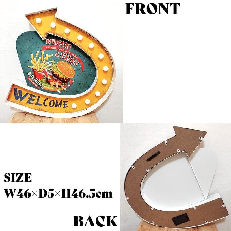 電飾看板 LED 大型 照明 ハンバーガー ポテト 壁掛け サインライト 大きい