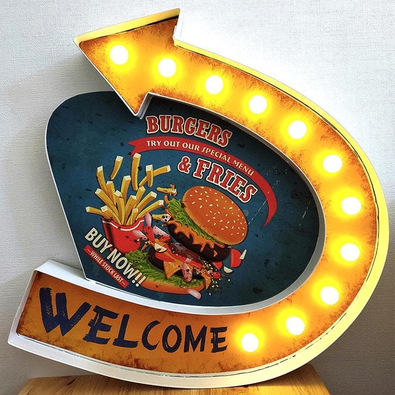電飾看板 LED 大型 照明 ハンバーガー ポテト 壁掛け サインライト 大きい
