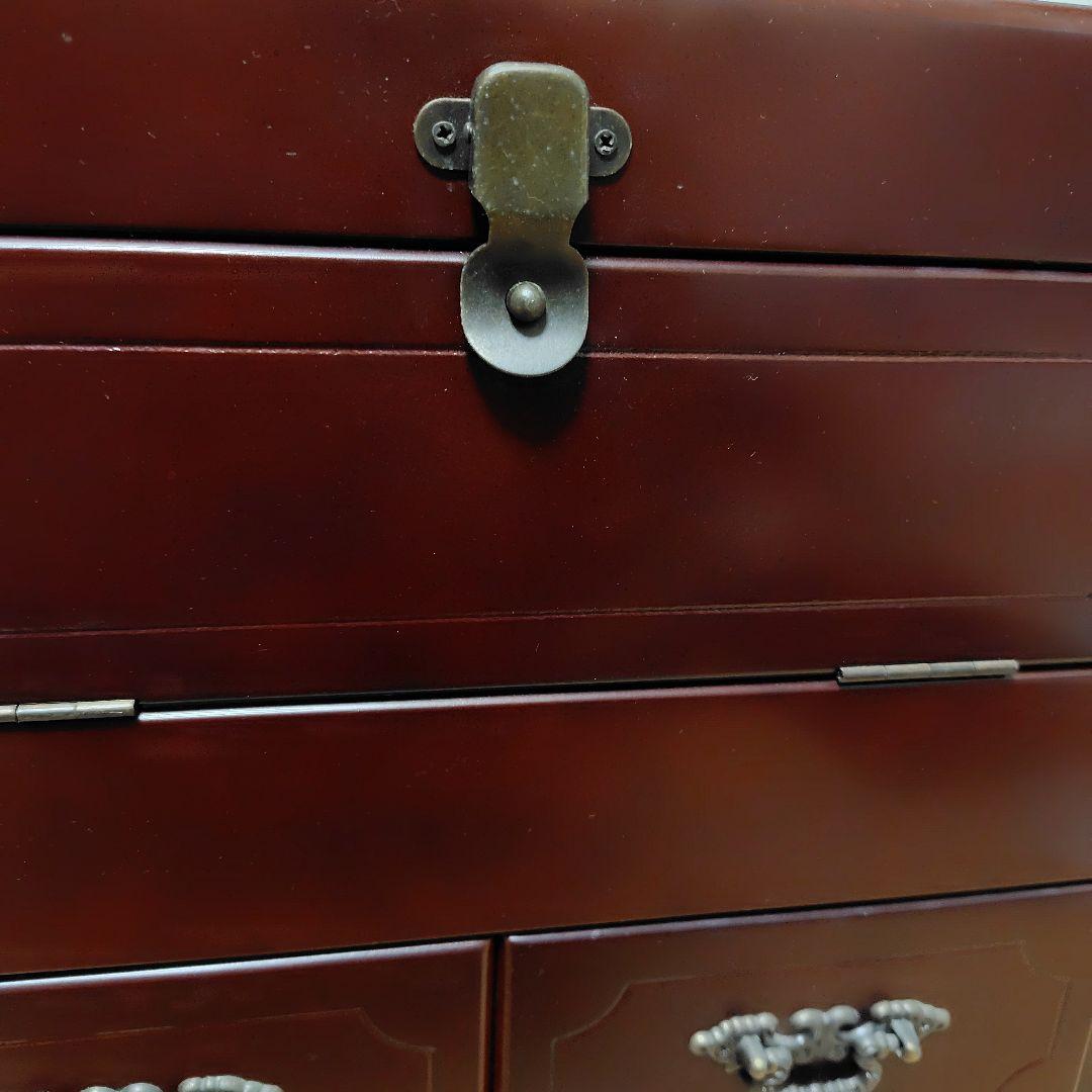 アンティーク　三面鏡付き　木製メイクボックス