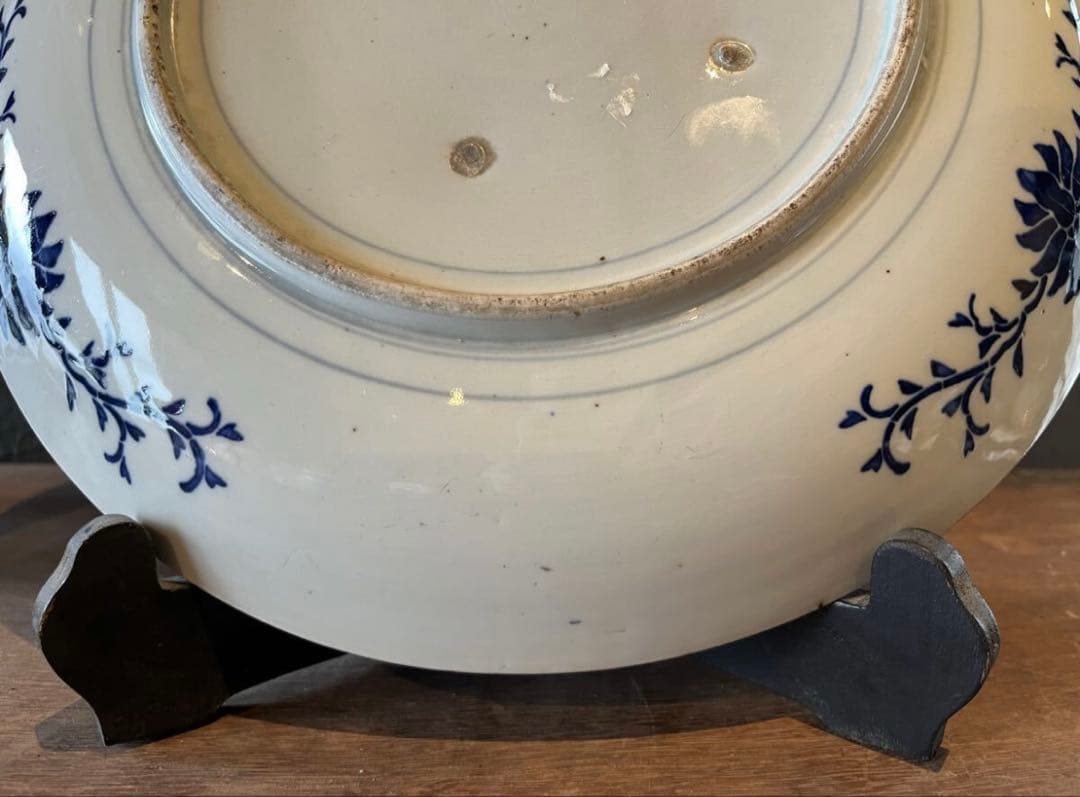 古伊万里 染錦 花図 大皿 骨董 飾皿 色絵