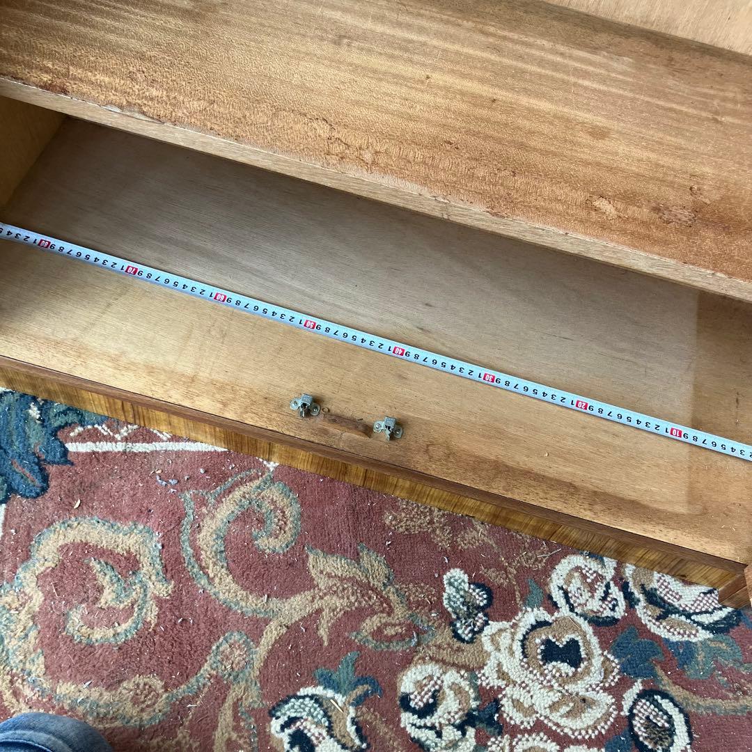 ① 昭和レトロ 古家具 ガラス戸 木製キャビネット 食器棚 飾り棚 サイドボード