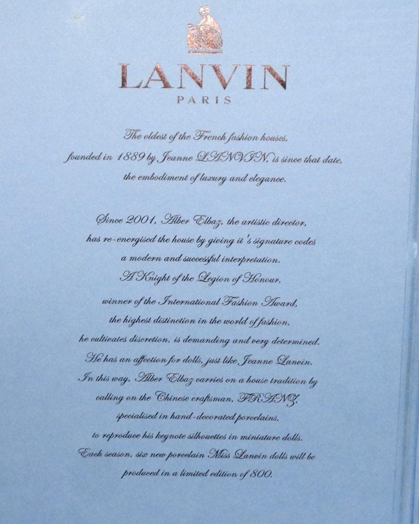 限定800体 ランバン MISS LANVIN 47 フィギュアドール 陶器人形