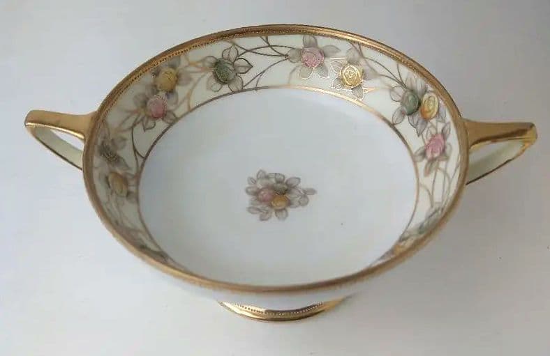 オールドノリタケ 薔薇絵鉢コンポート