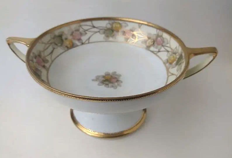 オールドノリタケ 薔薇絵鉢コンポート