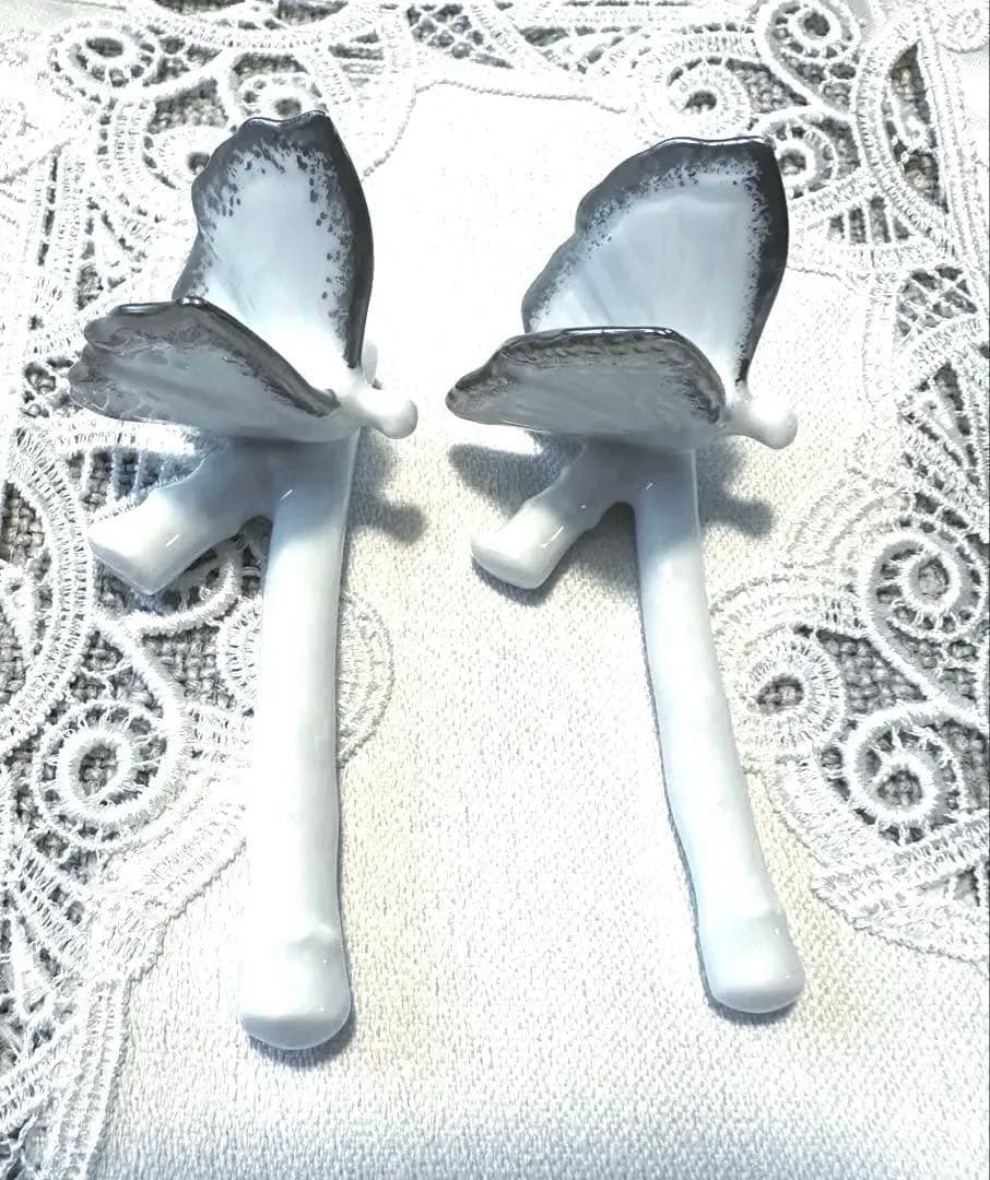 リモージュ Haviland 製　シルバーパピヨン　カトラリーレスト箸置き　2個